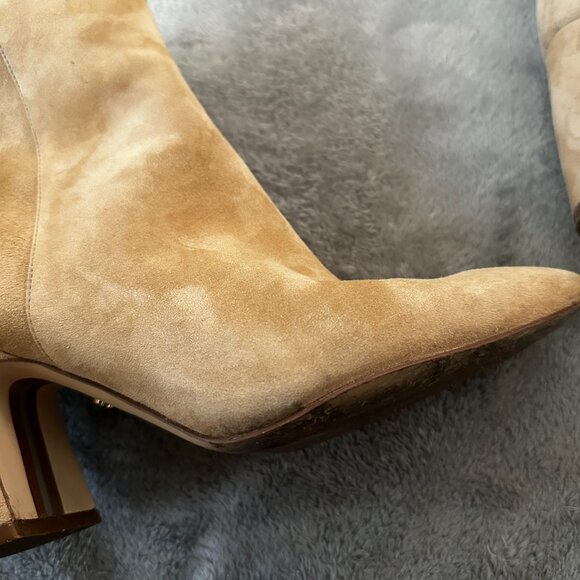 Sam Edelman Tan Suede Heeled Ankle Booties 9.5 Pointed Toe - Picture 8 of 8